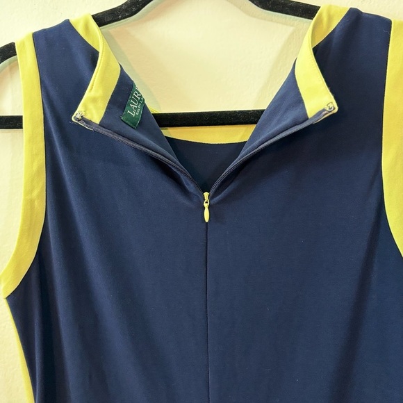 Lauren Ralph Lauren Navy and Yellow Midi Dress - Picture 4 of 7